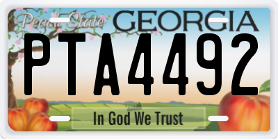 GA license plate PTA4492