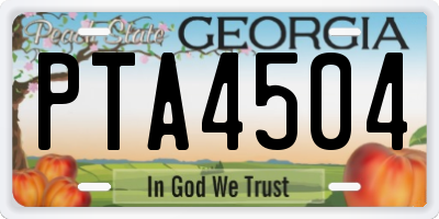 GA license plate PTA4504