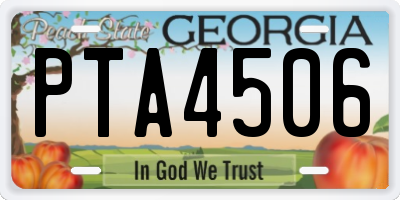 GA license plate PTA4506