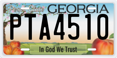 GA license plate PTA4510