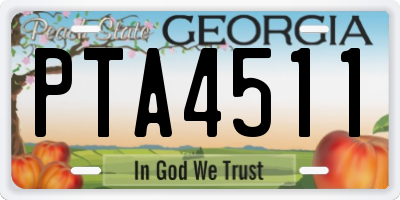 GA license plate PTA4511