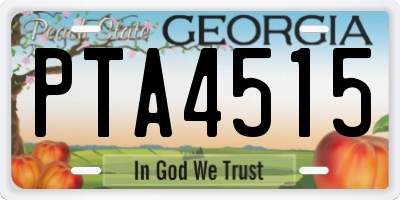 GA license plate PTA4515