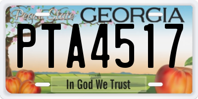 GA license plate PTA4517