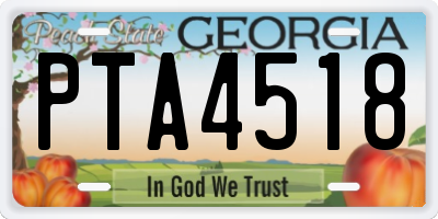 GA license plate PTA4518