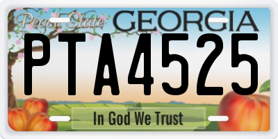 GA license plate PTA4525