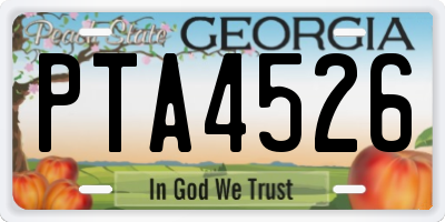 GA license plate PTA4526