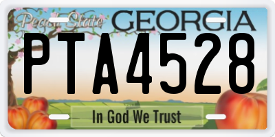 GA license plate PTA4528