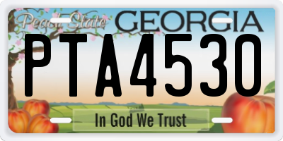 GA license plate PTA4530