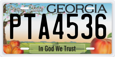 GA license plate PTA4536
