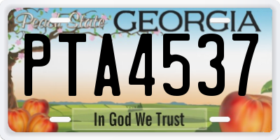 GA license plate PTA4537