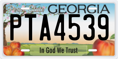 GA license plate PTA4539