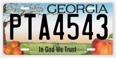 GA license plate PTA4543