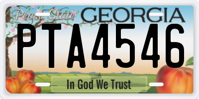 GA license plate PTA4546