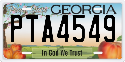 GA license plate PTA4549