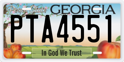 GA license plate PTA4551