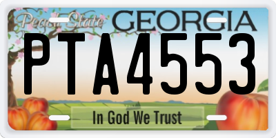 GA license plate PTA4553
