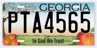GA license plate PTA4565