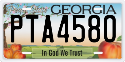 GA license plate PTA4580