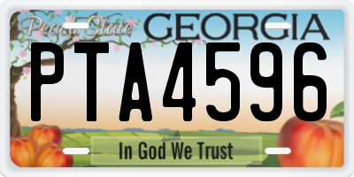 GA license plate PTA4596