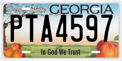 GA license plate PTA4597