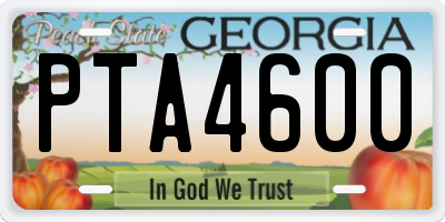 GA license plate PTA4600