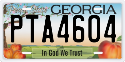 GA license plate PTA4604