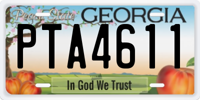 GA license plate PTA4611