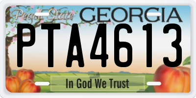 GA license plate PTA4613