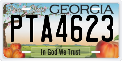 GA license plate PTA4623