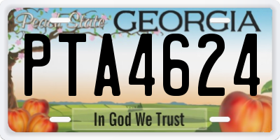 GA license plate PTA4624