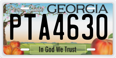 GA license plate PTA4630