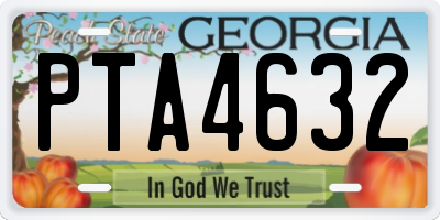 GA license plate PTA4632