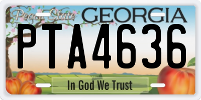GA license plate PTA4636