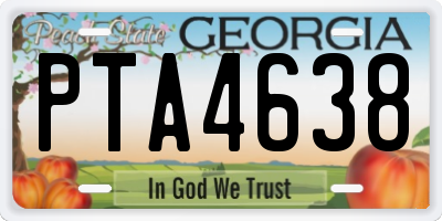 GA license plate PTA4638