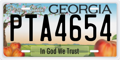 GA license plate PTA4654
