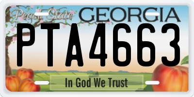GA license plate PTA4663