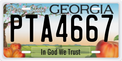 GA license plate PTA4667