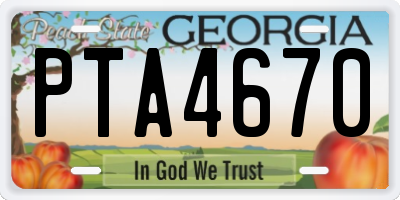GA license plate PTA4670