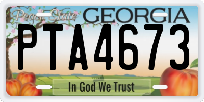 GA license plate PTA4673