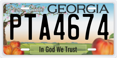 GA license plate PTA4674