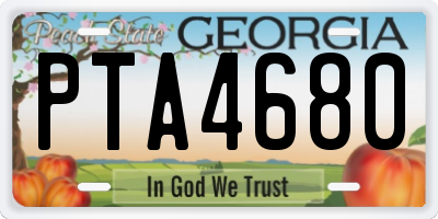 GA license plate PTA4680