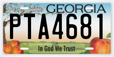 GA license plate PTA4681