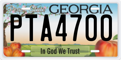 GA license plate PTA4700