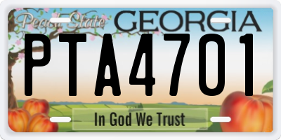 GA license plate PTA4701