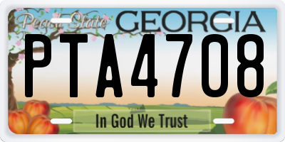 GA license plate PTA4708