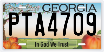 GA license plate PTA4709