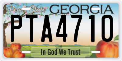 GA license plate PTA4710