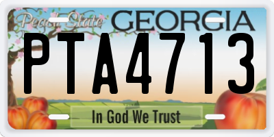 GA license plate PTA4713