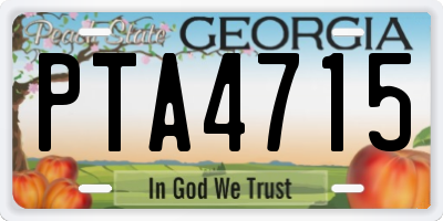 GA license plate PTA4715