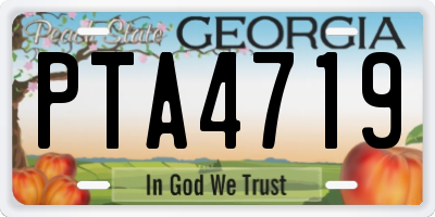 GA license plate PTA4719